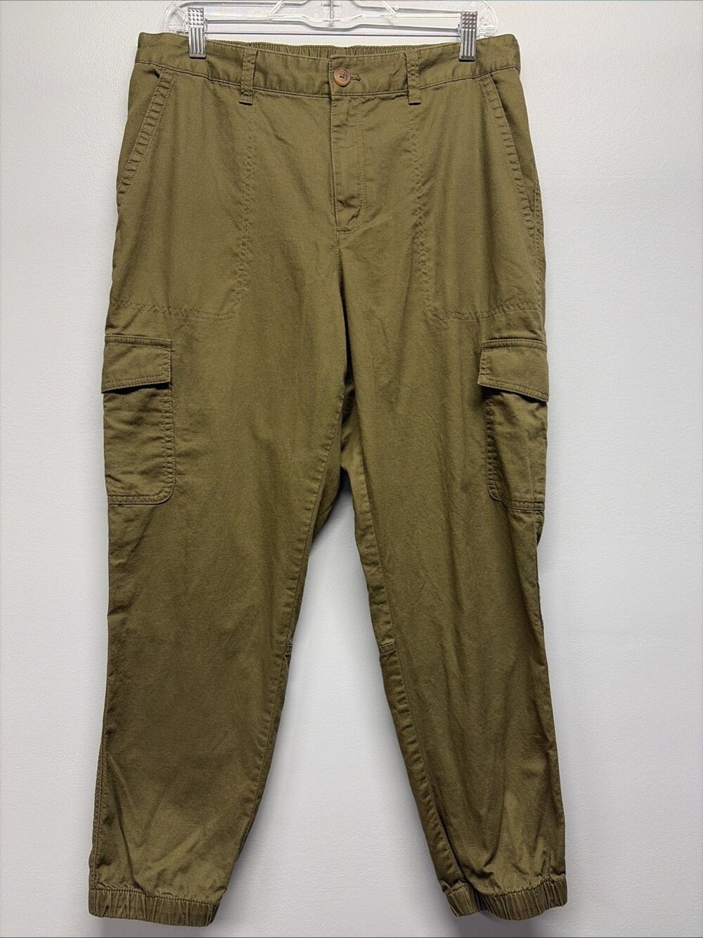 GAP Pants Women’s 14 Green Girlfriend Jogger Cargo Chino Trouser Elastic Waist